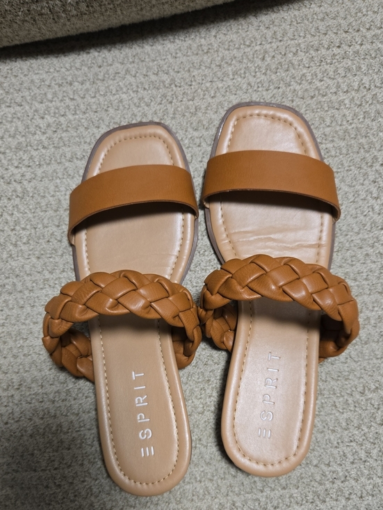 Esprit Shoes - Esprit Winsley Tan Braided & Smooth Dual-Strap Slide Sandals Size 8